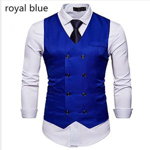 Setwell Royal Blue Mens Formele Slanke Fit Premium Business Jurk Pak Button Down Vesten Custom Double Breasted England Style Groom Vests