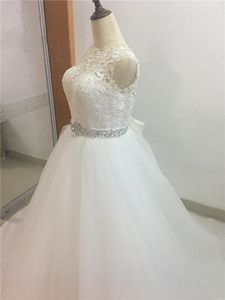 2018 sexy backless lace pailletten baljurk trouwjurk met boog kralen tule plus size vestidos de noiva bruidsjurken BB04