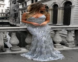 2018 Sexy Graceful v Neck Spahetti riemen pailletten Mermaid Lange prom jurk zilveren backless avondjurken vrouwelijk maxi feestjurk 6938183