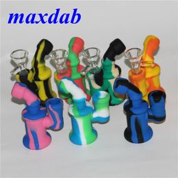 Silicone émoussé barboteur bong narguilé fumer bulle main tuyau plate-forme pétrolière silicone mini eau bongs percolateur