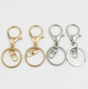 2023 Zilver/Goud Biger Karabijn Tone Sleutelhangers Sleutelhangers Ronde Split sleutelhanger Autosleutel Ringen Blank Metalen Sleutelhangers LX5938