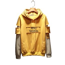 2018 printemps automne nouveau Design Patchwork jeunesse à capuche à manches longues hommes Style japonais Hip Hop sweat à capuche grande taille M-5XL