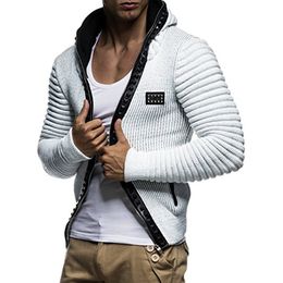 2018 lente mode klinknagel ontworpen heren hooded trui jas warm slim fit breien jas voor mannen 3 kleuren big size truien