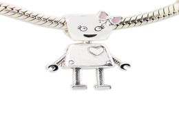 Spring 2018 Nouveau 925 argent sterling bella robot charme rose perle en émail rose ajustement bracelet bricolage pour femmes accessoires de bijoux7478932