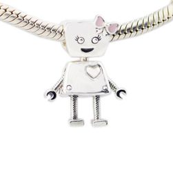 2018 Spring New 925 Sterling Silver Bella Robot Charm Pink Email Bead Fits Bracelet Diy for Women Sieraden Accessoires8287227