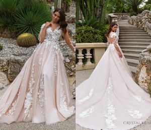 2018 Superbe Designer Une Ligne Robes De Mariée Illusion Décolleté Sheer Manches Longues Pleine Broderie Court Train Robes De Mariée7461620