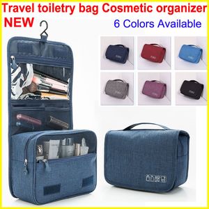 Bolsa organizadora de cosméticos de estilo 2018 con gancho Bolsa de viaje portátil Bolsas de aseo colgantes Bolsas de maquillaje impermeables de gran capacidad 6 colores