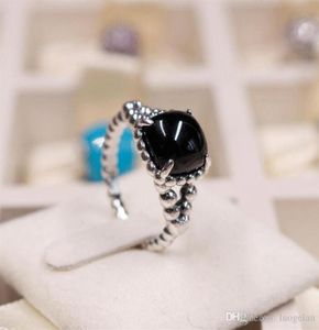 2018 Zomer 925 Sterling Silver Ring Obsidian Ring Originele Fashion Diy Charms Sieraden voor vrouwen Making262S1719048