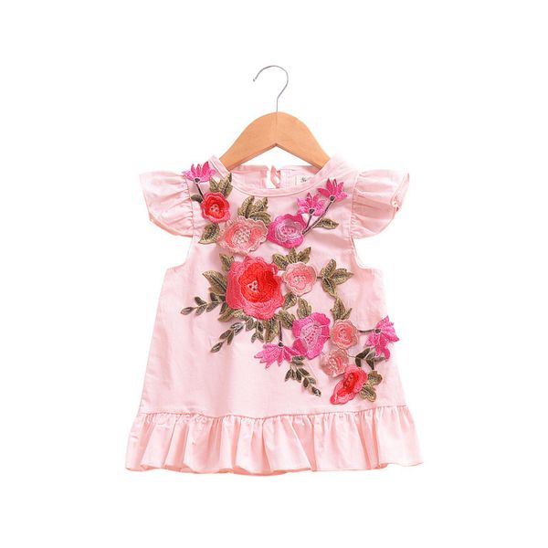 2018 été bébé robe mignon broderie fleur conception petites filles robes enfant en bas âge filles vêtements enfants robe hauts vêtements pour 1-4 ans