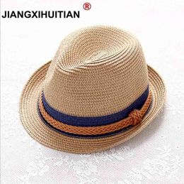 2018 Été Jazz Femmes Chapeau De Paille Plage Hommes Chapeau De Soleil Casual Panama Mâle Casquette Chanvre Corde Patchwork Rayé Chapeau De Paille Visière Cap G220301