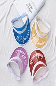 2018 Zomerouingen Plastic Plastic Clear Sun Cap brim Kids Letter California PVC Visor Beach Vacation Hat8456568