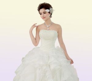 2018 été robes De mariée sans bretelles blanc blanc princesse sans manches mariée robes De bal réel Po robes De Novia4616388