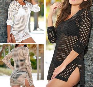 2018 Summer Femmes Sexy Mesh tricotée Crochet Beach Tops T-shirts Coupoir de maillot de bain Bikini Wrap Bathing Bathing 5591980