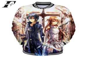 2018 Sword Art Online 3D Anime Print baseball jas bomberjack WomenMen winterjas jas hit hop Sweatshirt2501890