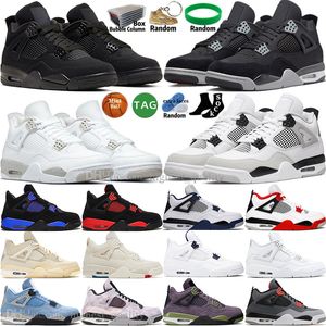 Sail Military Black Cat White Oreo 4 4S Mens Basketball Shoes University Blue Thunder Fire Red Blank Canvas Zen Master Bred Menos metálicos Mujeres deportivas Trainadores