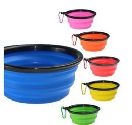 2018 Viaje Pet Pet Dog Cat Feeding Bowl Alimentador de plato de agua Silicona plegable 9 colores para elegir el tazón de alimentación5978401