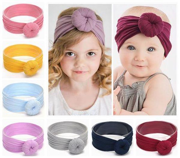 Turbante para la cabeza, diademas de nailon suave para niñas bonitas, accesorios para el cabello para niños, venta al por mayor, diadema bohemia para niños, fotografía profesional