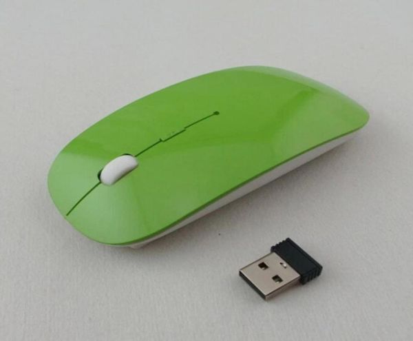 2018 Ultra Thin USB Optical Optical Wireless Mouse 24G Receiver Super Slim Souris pour ordinateur PC ordinateur portable Desktop 5 Color Color1203592