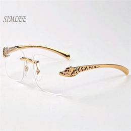 2018 lunettes de soleil de créateur vintage pour hommes femmes lunettes de corne de buffle sans monture montures de léopard d'or lunettes de soleil pas cher femmes lunettes297B