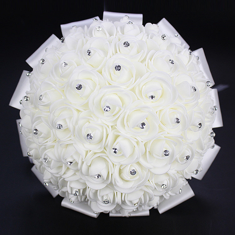 2018 Bouquet De Mariage Superbe Cristal Bouquets De Mariage Artificiels Accessoires De Mariage Rose Fleurs De Mariage Bouquet De Mariée