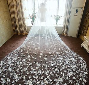 2018 voiles de mariage fleurs faites à la main une couche 3D fleurs Court Train voiles de mariée accessoires de mariage Veils3553657