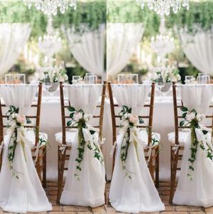 2018 Witte Stoelsjerpen Voor Bruiloften 30D Chiffon 20065 cm Bruiloft Stoelbekleding Chiavari Stoel Sjerpen DIY Stijl5039231