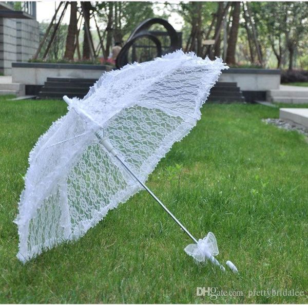 2018 Ensemble de haute qualité en dentelle blanche Parasols de mariée Parapluies de mariage Pas cher Parapluies de mariage Danse Stade Parapluie Dentelle Cheap7876659