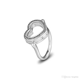 2018 Hiver 925 Sterling Silver Rings Sparkling Floating Heart Ring Original Fashion Bagues de fiançailles de mariage DIY Charms Jewelry F324R