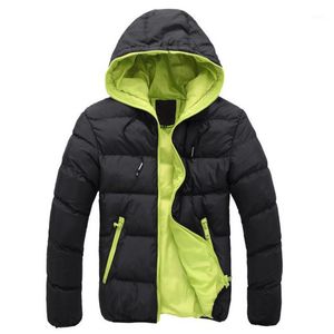 Parkas de plumón para hombre, moda de invierno 2021, chaqueta de talla grande de marca para hombre, ropa de calle sólida, capucha gruesa acolchada, abrigo de burbujas para hombre, ropa 1