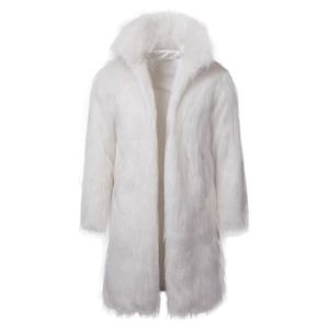 2018 Hiver Hommes Manteau Vestes Européen Américain Mâle Fausse Fourrure Noir Blanc Longue À Capuche Veste À Manches Longues Lâche Casual Solide Couleur