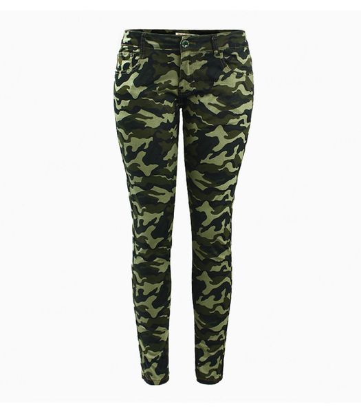 2018 pantalones vaqueros para mujer S-5XL de talla grande Chic Camo verde militar pantalones vaqueros ajustados para mujer pantalones pitillo recortados de camuflaje para mujer