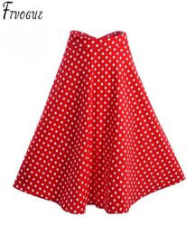 2018 Femmes Jupes À Pois Taille Haute Sexy Pinup Années 50 Années 60 Vintage Rockabilly Jupe Patineuse Jupe Midi Faldas Mujer Plus La Taille Y190501885526