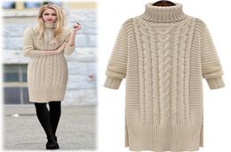 Vestidos de suéter de invierno 2018 Women Women Slim Turtleneck Codycon Solid Color Rata Dress Sweater Long Sweater Dress3582920