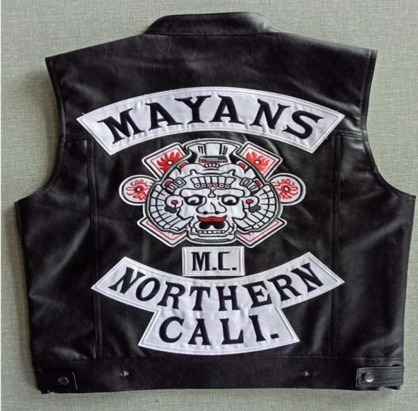 2018 Regalo de Navidad Mayans Mc Motorcycle Punk Locomotive PU Leather Black Vest3974604