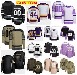 Custom 2023 Reverse Retro Hockeyshirts Kopitar Doughty Fiala Camo Fights Cancer Anderson Adrian Kempe Arvidsson Danault Vilardi Durzi Lizotte Iafallo Roy Copley