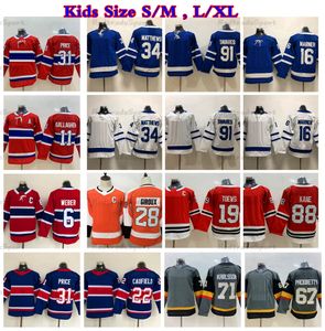 Chandails de hockey pour jeunes 19 Toews 88 Kane 71 Karlsson 67 Pacioretty 28 Giroux 34 Matthews 16 Marner 91 John Tavares 22 Caufield 31 Price 6 Shea Weber 11 Gallagher Kids Jersey