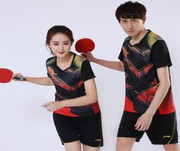 2018Asian Games Lining costume de tennis de table compétition uniforme de l'équipe nationale Malong039s vêtements de sport à manches courtes pour hommes et femmes1566171