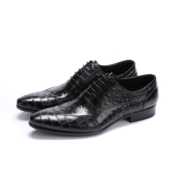 2018Grande taille EUR45 serpentine noir marron tan oxfords chaussures hommes chaussures d'affaires en cuir véritable chaussures habillées chaussure de mariage pour hommes