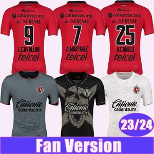 23 24 Club Tijuana voetbalshirt A. MARTINEZ L. CAVALLINI K. CASTANEDA L. RODRIGUEZ C. RIVERA A. CANELO C. GONZALEZ Thuis uit 3e Speciale edities voetbalshirts