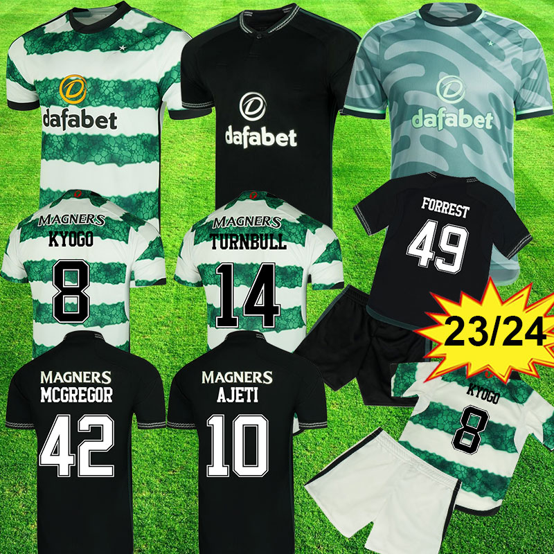 2023 2024 Celtic Soccer Jerseys KYOGO AJETITURNBULL JOTA MCGREGOR FORREST 23 24 CELTIC ABADA JOHNSTON TAYLOR em casa terceira camisa de futebol kits masculinos equipamentos infantis