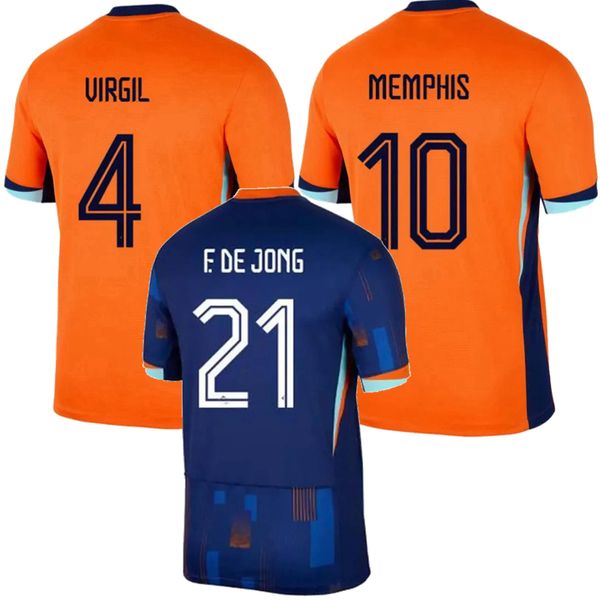 2024 2025 Pays-Bas Jerseys de football Reijnders ake Memphis Koopmeiners F. de Jong Weghorst de Ligt Xavi Gakpo Frimpong Malen Team Football Football Men Kids Shirt