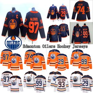 2019-2020 Edmonton Oilers Jersey 97 Connor McDavid 99 Wayne Gretzky 74 Bear 29 Leon Draisaitl 93 Ryan Nugent-Hopkins Hockey Jerseys