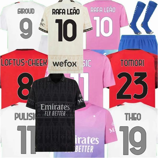 Fans de joueurs 2023 2024 AC MILANS Soccer Jerseys PULISIC OKAFOR MUSAH CHUKWUEZE LOFTUS-CHEEK RAFA LEAO TOMORI GIROUD THEO REIJNDERS 23 24 Football Hommes Enfants Chemise 4XL