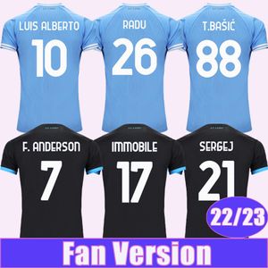 22 23 Les maillots de football de la Lazio Mens Immobile Sergej Luis Alberto Marusic Lazzari Zaccagni F. Anderson Home Away Football Shirts