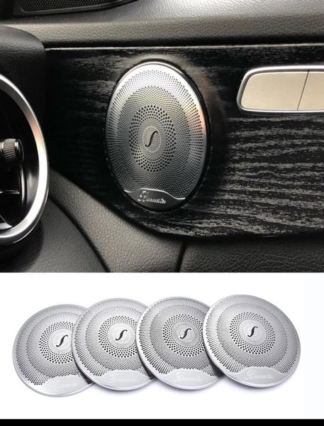 2019 4pcs pour Mercedes Benz Car o en haut-parleur Car Veilleur de garniture de haut-parleur 2015-2018 C Classe W205 / GLC 2016-2018 EC-Classe en acier inoxydable 4650778