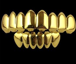 2019 8 dents Fangs mode Gold plaqué rhodium Hiphop Dent Grillz Top Bottom Rock Rock Dental Grills