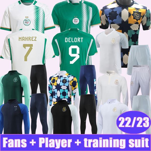 22 23 Argelia Algerie Mens Jerseys Mahrez Feghouli Slimani Bennazer Atal Home White White Green Training Wear Football Camisetas