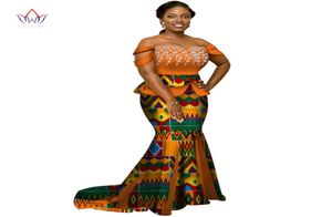 2019 Afrika -stijl tweedelige rokset dashiki elegante Afrika kleding sexy crop top en rok vrouwelijke sets voor bruiloft wy32267120068