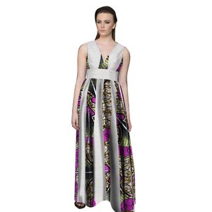 2019 Afrikaanse bazin jurken voor vrouwen Afrikaanse mouwloze jurken voor vrouwen O-hals in Afrikaanse kleding wax Dashiki wy2912