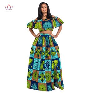2019 jupe d'été africaine ensemble mode jupes Sexy Dashiki Bazin grande taille costumes pour femmes sans bretelles haut fentes jupes WG130